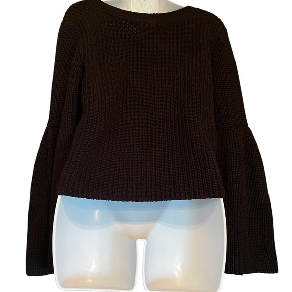 Free People V-Neck Cable Knit Bell Sleeve Sweater - Picture 4 of 6